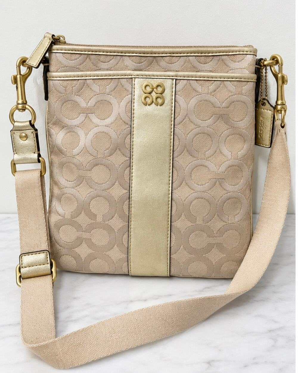 Coach Beige Signature C Jacquard Crossbody purse